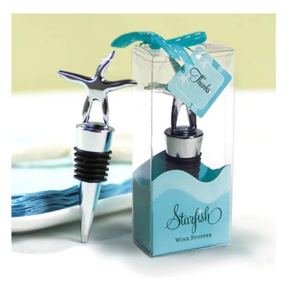 24 Silver Starfish Wine Stopper - Party Favors